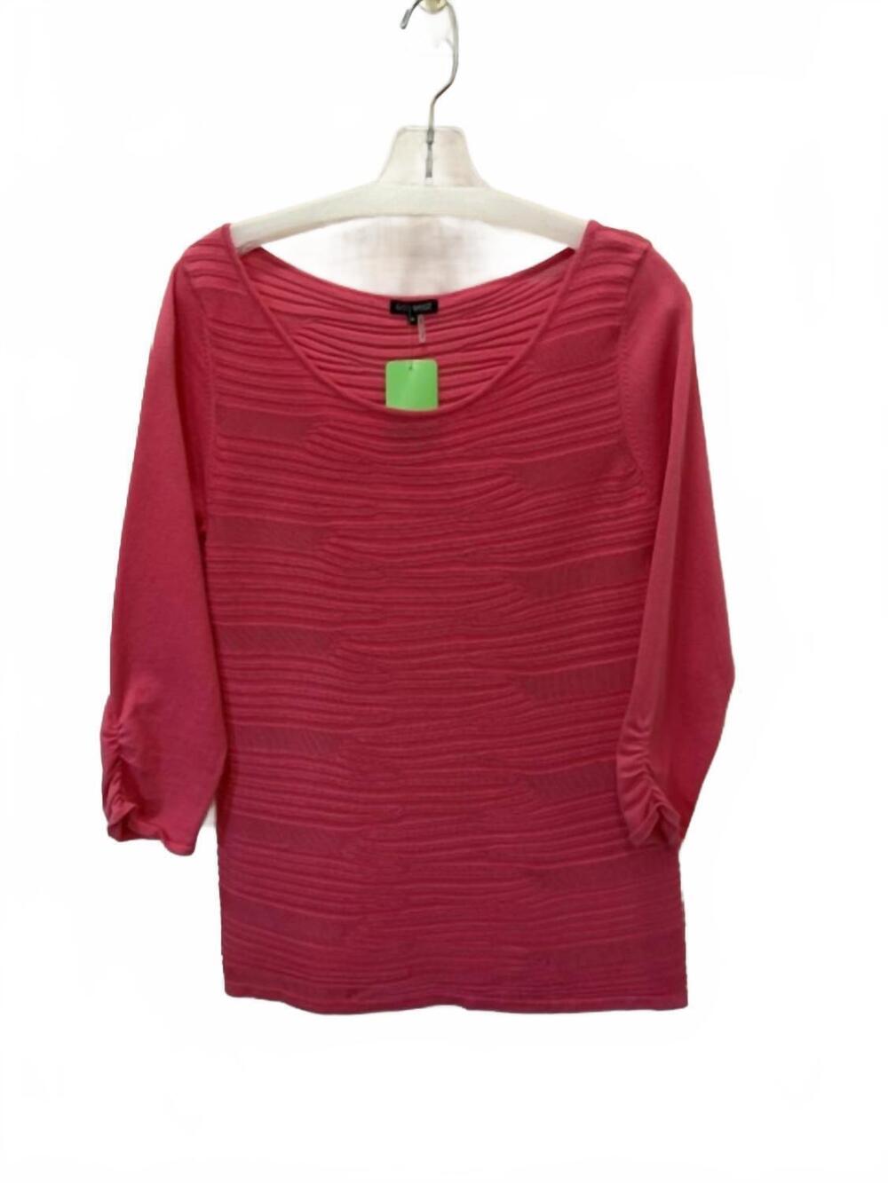 NEW 600 WEST women's ruched sleeve sweater in petal pink